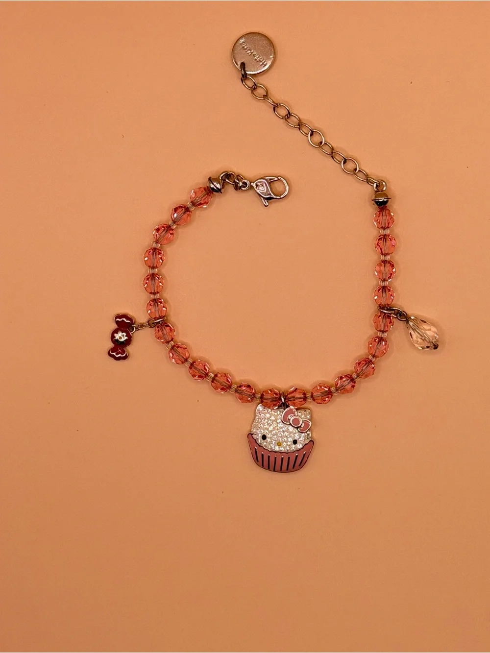 Hello Kitty Pink Orange Cupcake Charm Bracelet for Kids